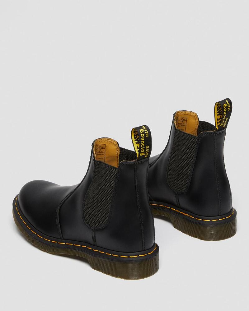 Dr Martens 2976 Yellow Stitch Smooth Leren Laarsjes Heren Zwart | NL 314AHK